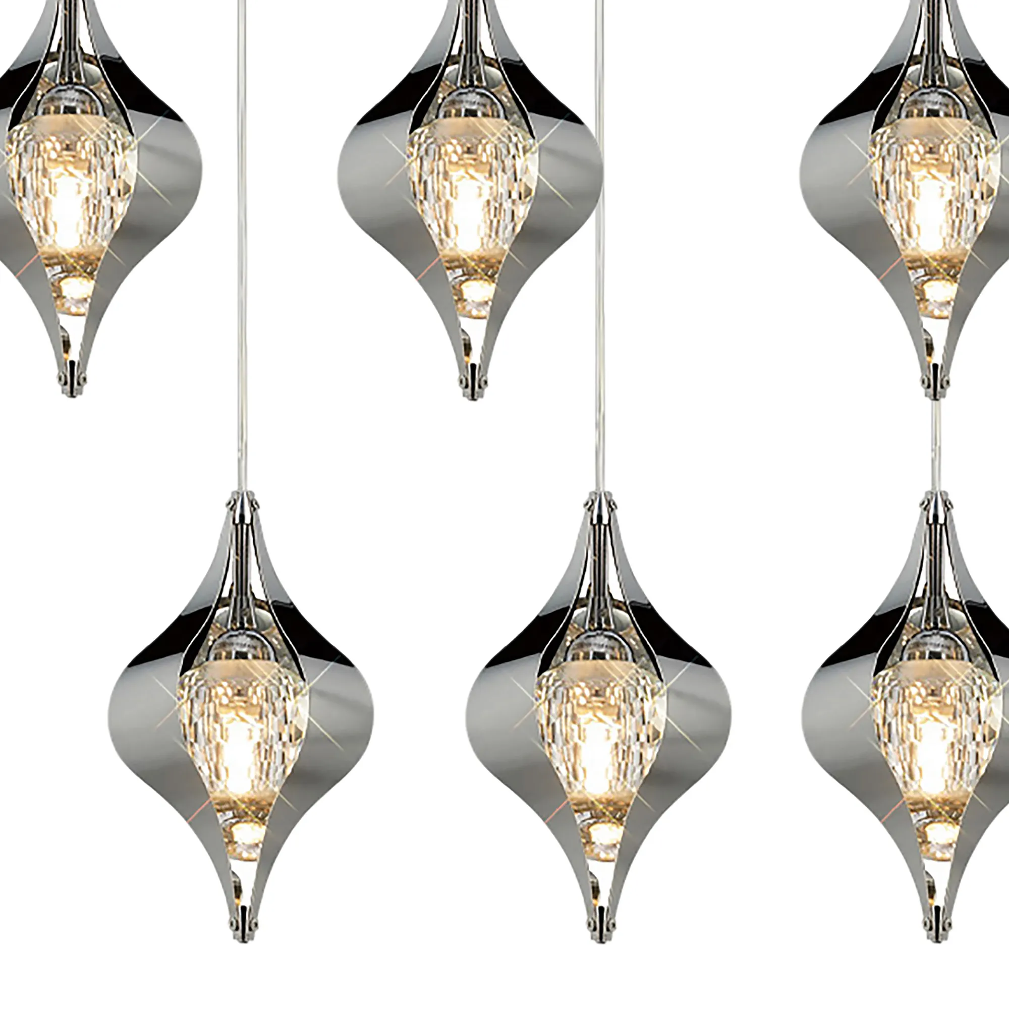 Amano 66cm Round Pendant, 9 Light Adjustable G9, Polished Chrome/Crystal IL31855CH  Diyas Amano